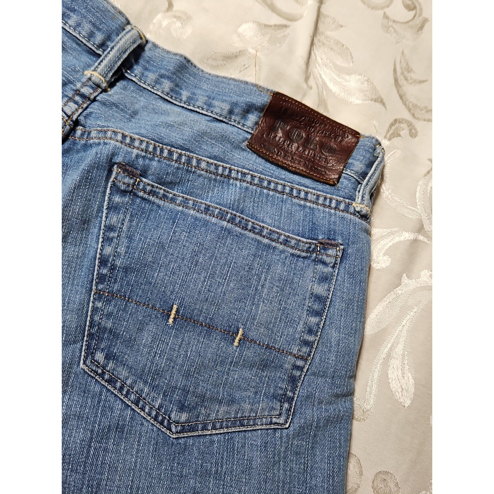 Polo Ralph Lauren Classic Fit Jeans Blue Denim 34x34 Leather Patch 1967 Excellen